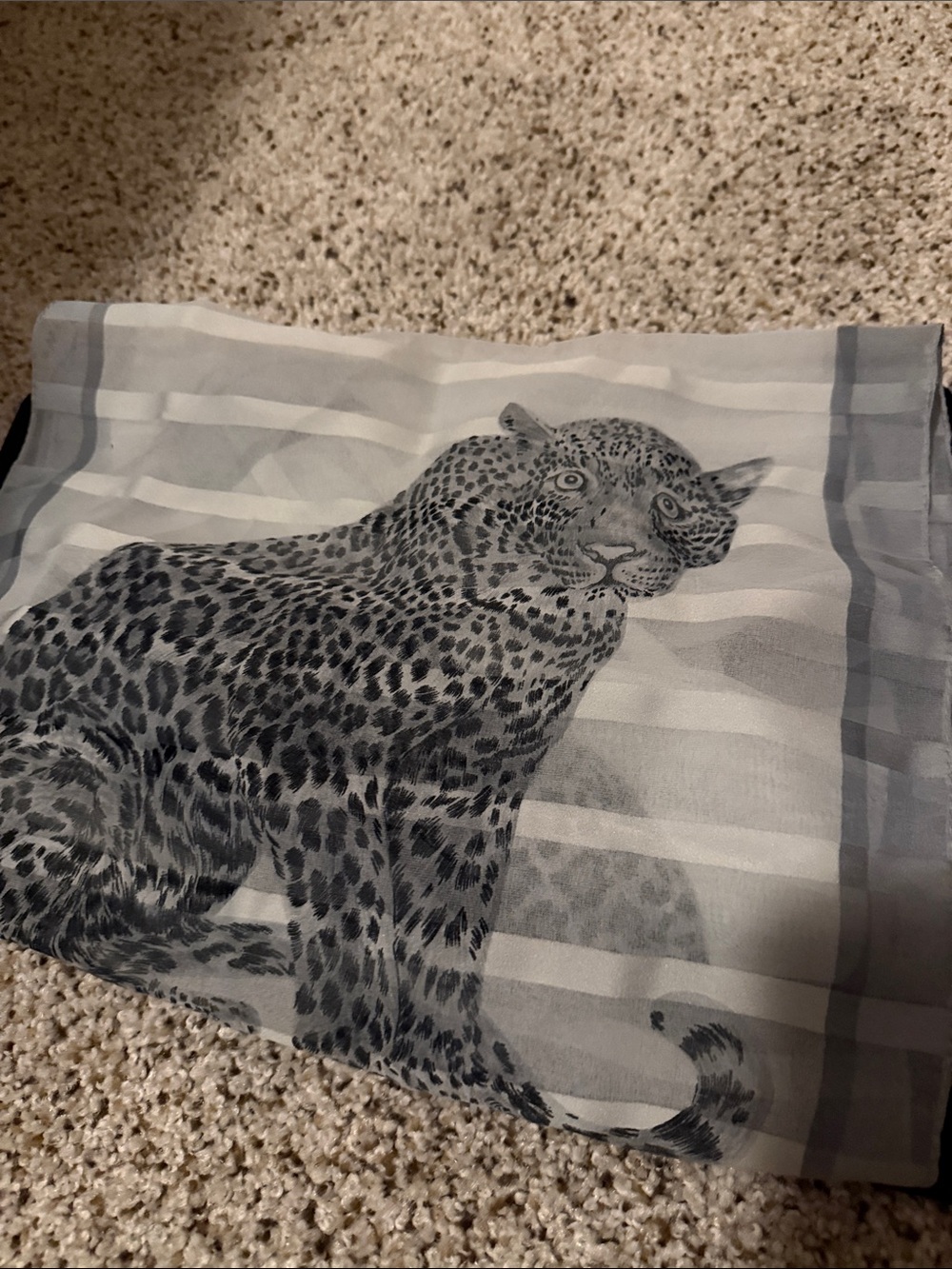 Gray Leopard Print Lightweight Scarf